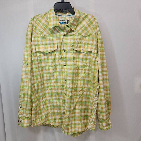 Magellan Size Large Men's Long-Sleeve Button-up Lightweight Fishing Gear Gingham - Picture 2 of 7